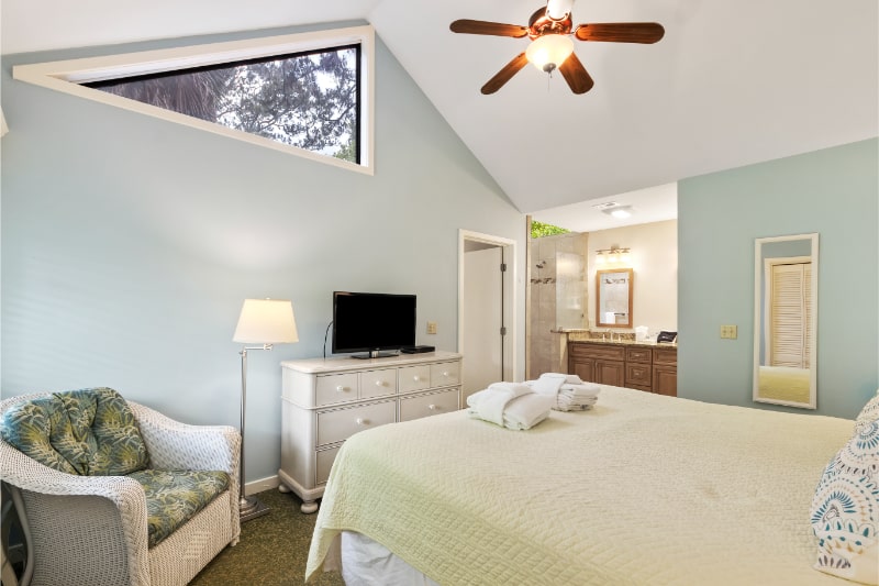 A bedroom at Spicebush at Sea Pines on Hilton Head Island, SC.